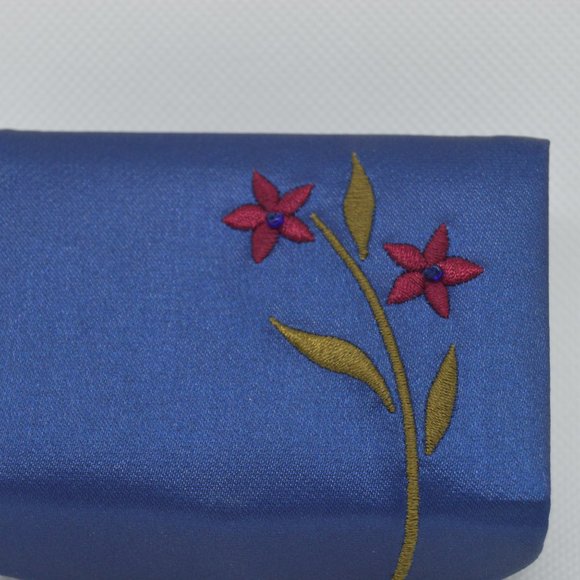 Vintage Satin/Embroidered Double Lipstick Case with Mirror - Picture 3 of 13